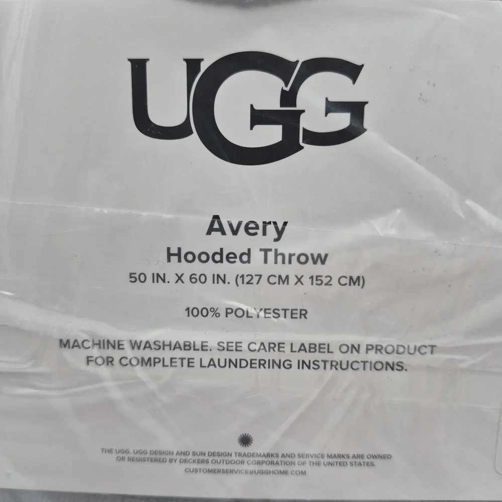 NEW UGG Avery Plush & Sherpa Hooded Throw Blanket With Pockets in Grey 50